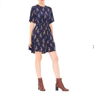 Sandro Tiger Print Ruffle Hem Silk Mini Dress 1/S